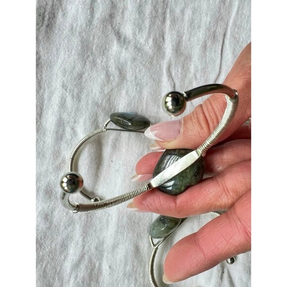 Your Choice! Flash Labradorite ❤️ Heart Cuff Bangle Bracelet - Picture 10 of 13